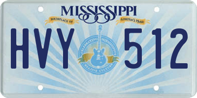 MS license plate HVY512