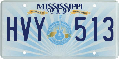 MS license plate HVY513