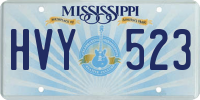 MS license plate HVY523