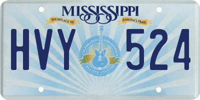 MS license plate HVY524