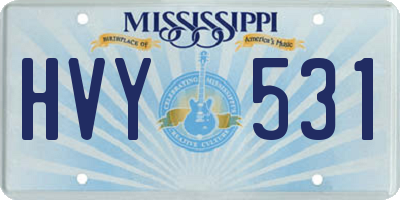 MS license plate HVY531