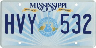 MS license plate HVY532