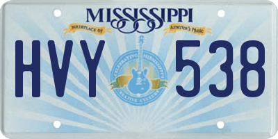 MS license plate HVY538
