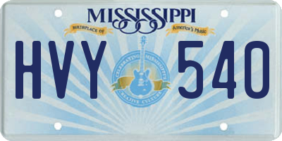 MS license plate HVY540
