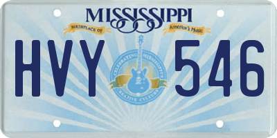 MS license plate HVY546
