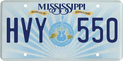 MS license plate HVY550