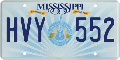 MS license plate HVY552
