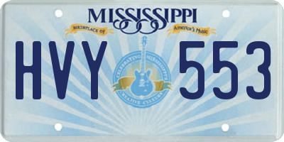 MS license plate HVY553