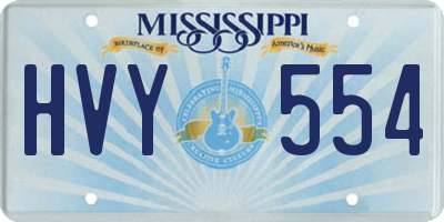 MS license plate HVY554