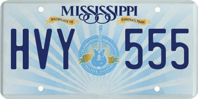 MS license plate HVY555