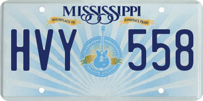 MS license plate HVY558