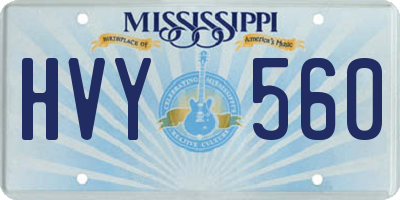 MS license plate HVY560