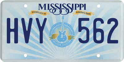 MS license plate HVY562