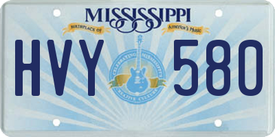 MS license plate HVY580
