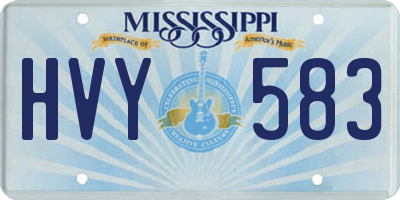 MS license plate HVY583
