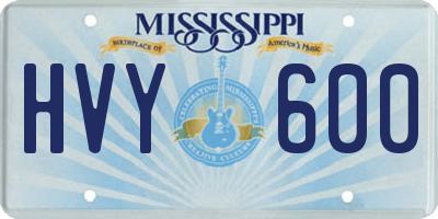 MS license plate HVY600