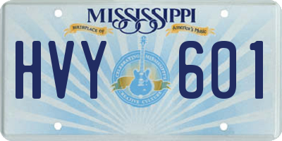 MS license plate HVY601