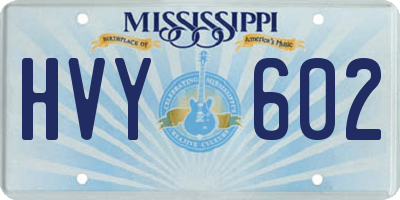 MS license plate HVY602