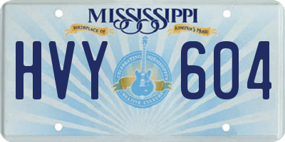 MS license plate HVY604