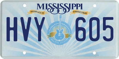 MS license plate HVY605