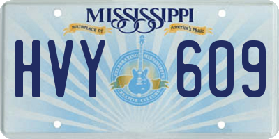 MS license plate HVY609