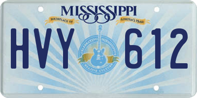 MS license plate HVY612