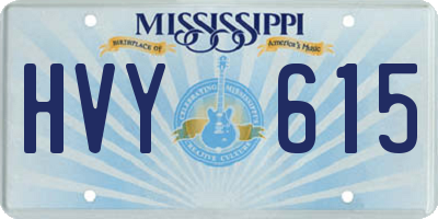 MS license plate HVY615
