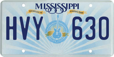 MS license plate HVY630