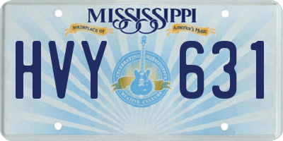 MS license plate HVY631