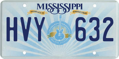 MS license plate HVY632