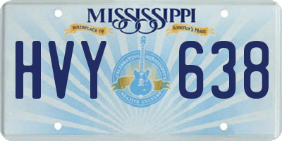 MS license plate HVY638
