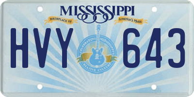 MS license plate HVY643