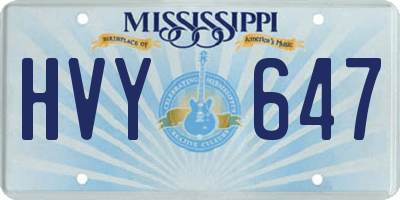 MS license plate HVY647