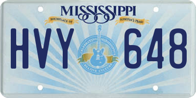 MS license plate HVY648