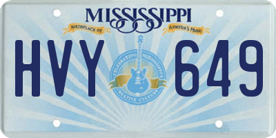 MS license plate HVY649