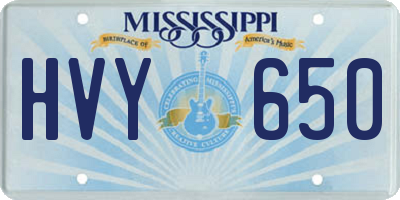 MS license plate HVY650