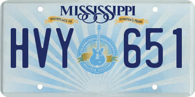 MS license plate HVY651
