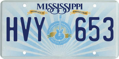 MS license plate HVY653