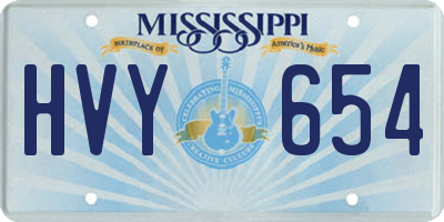 MS license plate HVY654