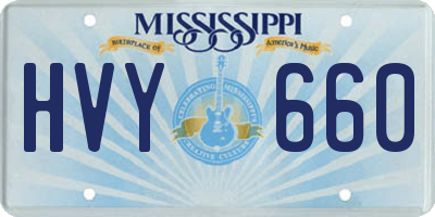 MS license plate HVY660