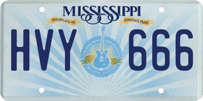 MS license plate HVY666
