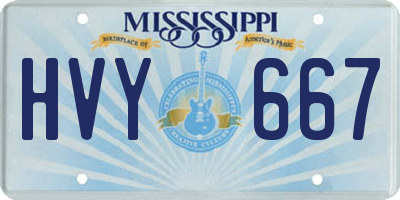 MS license plate HVY667