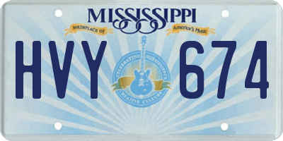 MS license plate HVY674
