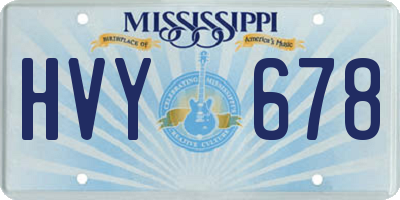 MS license plate HVY678