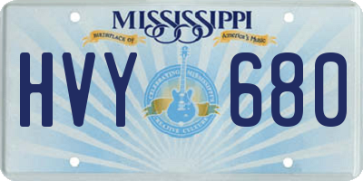 MS license plate HVY680