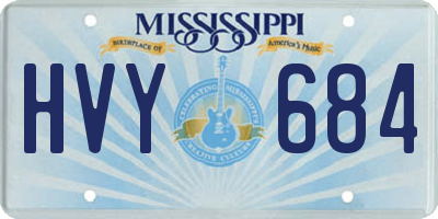 MS license plate HVY684