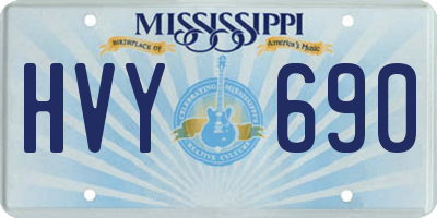 MS license plate HVY690
