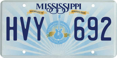 MS license plate HVY692