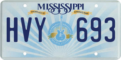 MS license plate HVY693