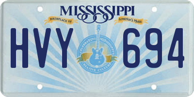MS license plate HVY694